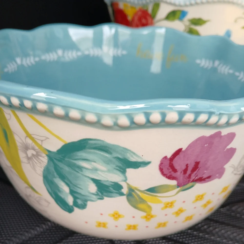 The Pioneer Woman Floral Yellow and Blue Ceramic Bowl - Picture 2 of 6